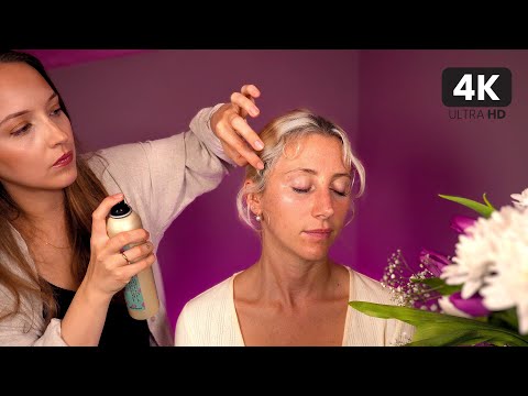 ASMR Face Framing Spring Hair Styling 🌸 Perfectionist Hair Adjusting + Flower Placements