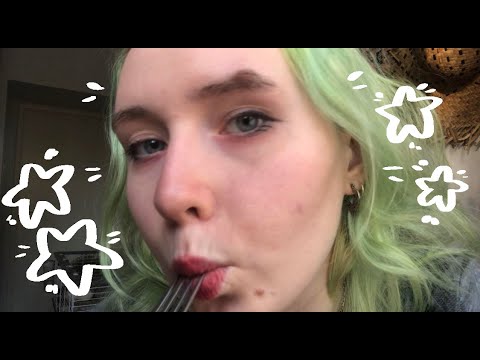 lofi asmr! [subtitled] eating your negative energy! mouth sound/fork/kisses!