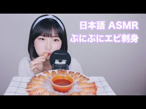 [日本語 ASMR, ASMR Japanese,音フェチ] ぷにぷに エビ 刺身 食べましょう :) 🍤 | Shrimp Sashimi Eating Sound