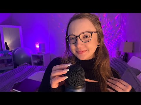 ASMR | Face Touch, Sporadic BARE Mic Scratches, Glasses Tapping, Fabric Sounds 💛