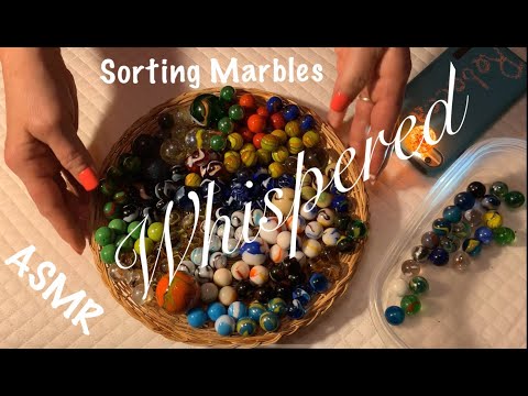 ASMR Marble Sorting (Whispered) Gentle glass sounds