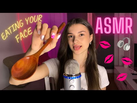ASMR🎧😍EATING YOUR FACE👅😴with wooden spoon🥄🪵
