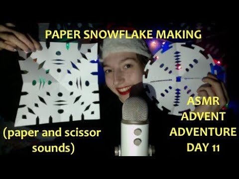 ASMR ADVENT DAY 11 ☃Making Paper Snowflakes !!☃ (paper folding, scissor sounds, whispered)