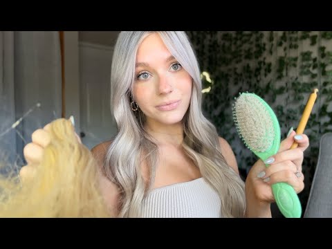 ASMR| Playing With Your Hair in The Back of Class (Hair Play, Cupped Whisper, Brushing)