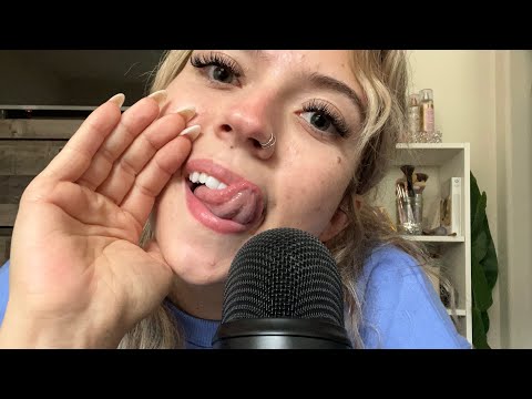 ASMR| Lip Licking Mouth Sounds (with layered taps)