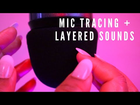 ASMR | Mic Tracing with Layered Sounds (Tapping, Scratching, Brushing and Crinkles) - No Talking