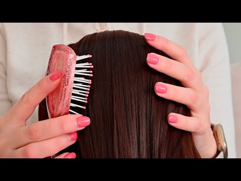 ASMR Hair Play Scalp Massage Whisper (Satisfying hair play and hair brushing)