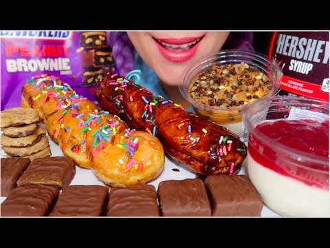 ASMR Twisted Bread, Chocolate caramel pudding, snickers peanut Brownie 먹방 |CURIE.ASMR