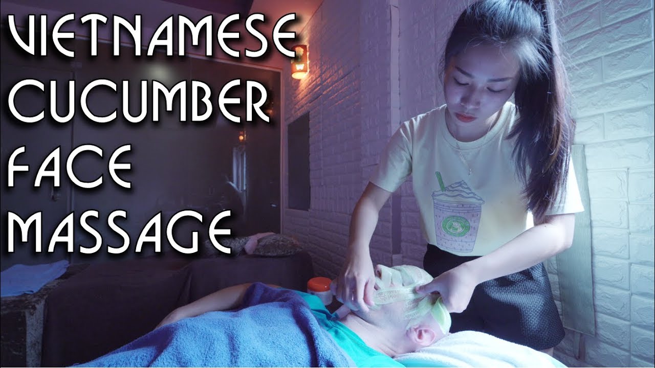 💆 Vietnamese Girl and Face and Head Massage with cucumber | ASMR no Talking