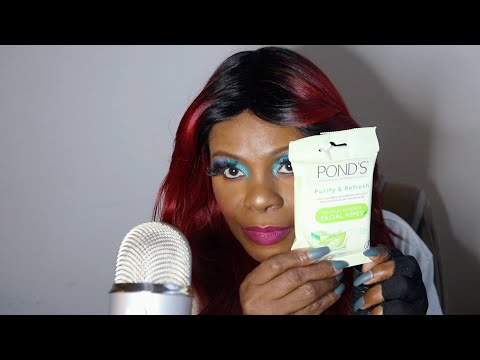 PONDS ALOE EXTRACT FACIAL WIPES ASMR NIGHT MAKEUP REMOVAL ROUTINE