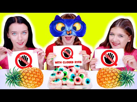 ASMR No Hands with Closed Eyes Vs No Hands | Eating Challenge By LiLiBu