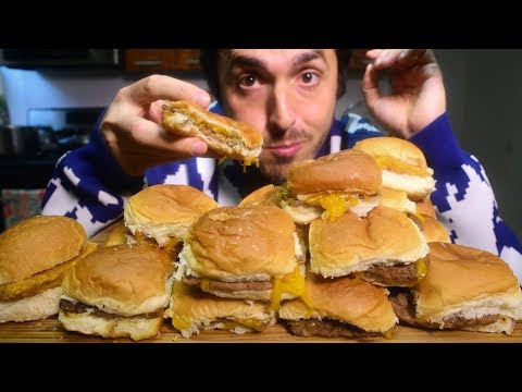 ASMR White Castle Mega Burger Challenge * 20 BURGERS * ( EATING SOUNDS ) | Nomnomsammieboy