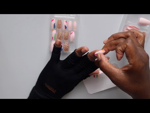 READY TO WEAR GEL MANICURE PRESS ON NAILS ASMR CHEWING GUM SOUNDS