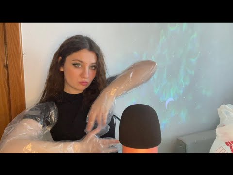 ASMR | Long Plastic Gloves , Latex Gloves and Oil | Blowing Gloves | Spit Painting ❤️