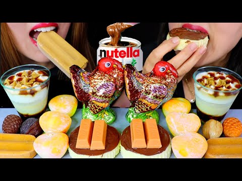 ASMR CHOCOLATE TURKEY, MOCHI ICE CREAM, MOUSSE DESSERT, NUTELLA CHEESECAKE 먹방 | Kim&Liz ASMR