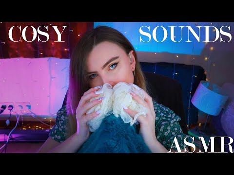 ASMR Cozy Sounds - Blankets, Towel, Bubblewrap, Brushes and Shower Loofahs for tingles ♡ BLUE YETI ♡