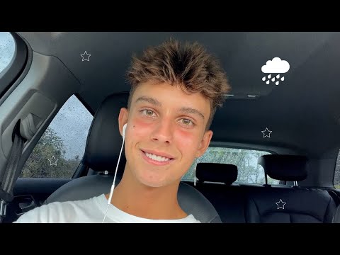 ASMR in my car while a storm is passing 🌧⚡️(kinda scary)