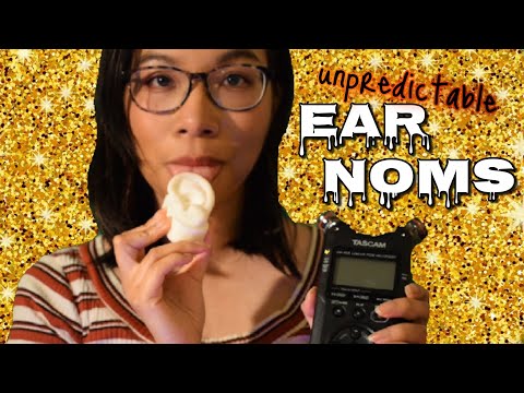 ASMR: Intense & Unpredictable Ear Noms 😛👂 (+ Kisses, Tongue Fluttering) [No Talking]