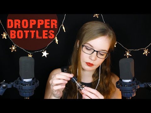 DELICATE Sounds 💛 Glass Dropper Bottles, Lids and Some Whispers 💛 Binaural HD ASMR