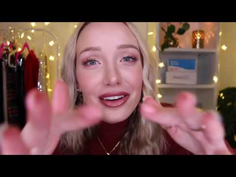 ASMR Holiday Personal Shopper & Eye Exam! (glasses tapping, whispers, fabric...)