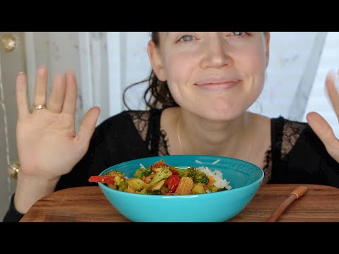 ASMR Whisper Eating Sounds | Rice & Veggies With Soy Sauce | Chit Chat