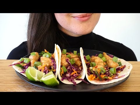 ASMR Eating Sounds: Vegan Fish Tacos (No Talking)