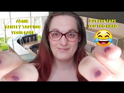 ASMR Gently Tapping Your Face & Soft Whispers (But She Taps You Too Hard) 😂