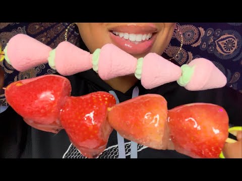 ASMR | Candied Vs Marshmallow Strawberries 🍓