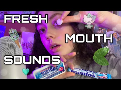 asmr. Minty Mouth Sounds 🌬️🧊 ( strange lipgloss application, mint chewing + moving )