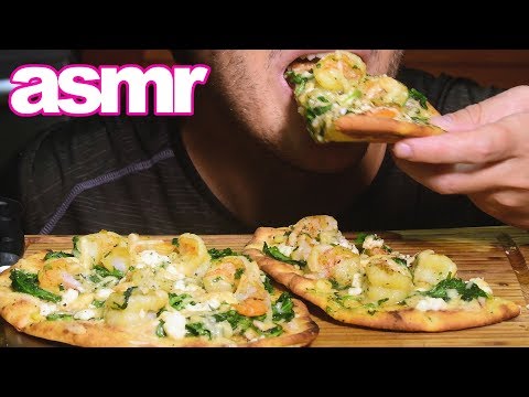 ASMR Garlic Shrimp Naan Pizza ! (Soft Eating Sounds) | Nomnomsammieboy