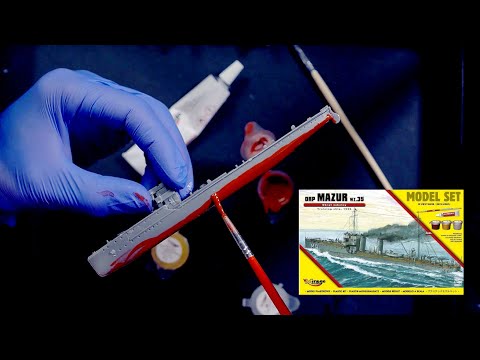 ASMR Assembling and painting a plastic model of a warship (no talking)