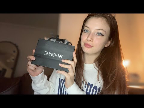 ASMR SpaceNK skincare haul 🛍💗 whispering, tapping, lid sounds