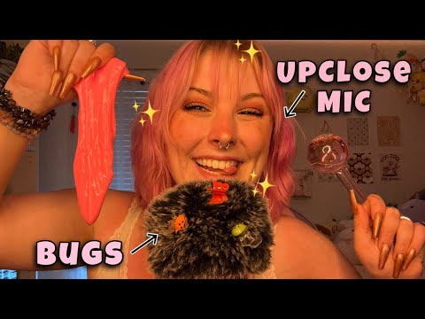ASMR Directly on the Microphone 🎙️ Upclose High Sensitivity Mic Scratching, Brushing, Bugs, Slime ✨