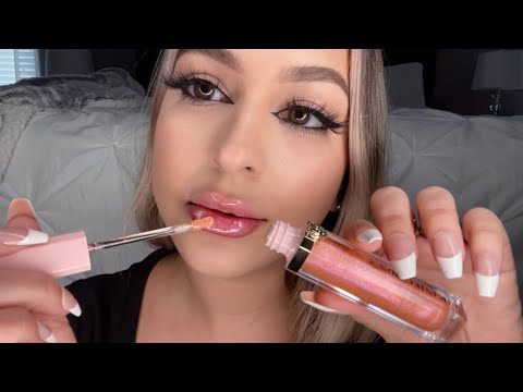ASMR Lipgloss on me & you 💋 mouth sounds + light gum chewing