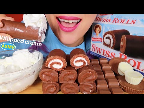 ASMR LITTLE DEBBIE Swiss rolls, KINDER CHOCOALTE REESE'S EATING SOUND|스위스롤 킨더, 리세스 초콜렛 먹방|CURIE.ASMR