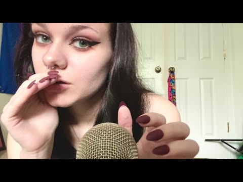ASMR | Mic Scratching & Close Inaudible Whispers w/ Fake Nails 💤 *white noise in background*