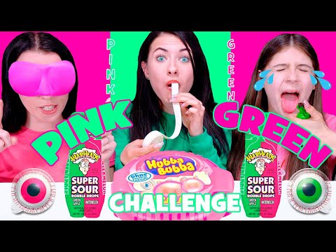 ASMR  Eating Only One Color Food | Pink and Green Candy Mukbang