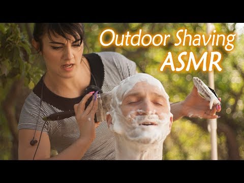 Woman Shaves a Man ASMR | Outdoor | Special Microphones