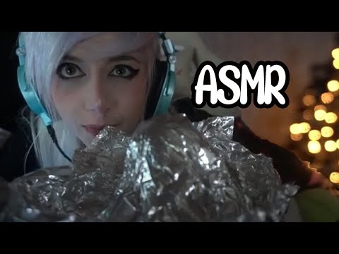 ASMR Relaxing  Kenetic sand , sounds like snow on roof, with aluminum foil & whispering