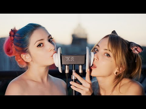ASMR Sisters Lick your Ears 💚 Yori & Vally (3Dio, 4K)