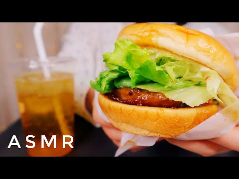 【ASMR/地声】モスのクリームチーズテリヤキバーガーを食べる音🍔 Eating cream cheese teriyaki hamburger in mos burger
