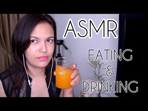 ASMR EATING & SIPPING ~ mouth sounds | chewing sounds (whispered)