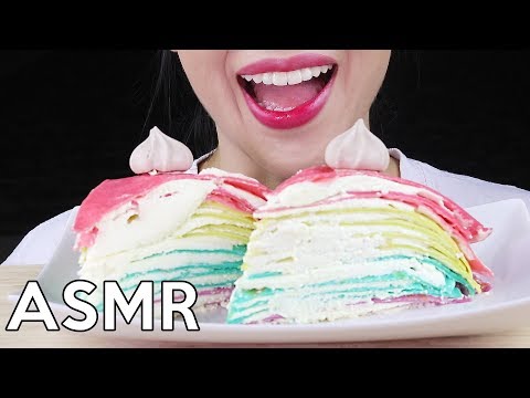 ASMR CREPE CAKE Eating Sounds 크레페 케이크 리얼사운드 먹방