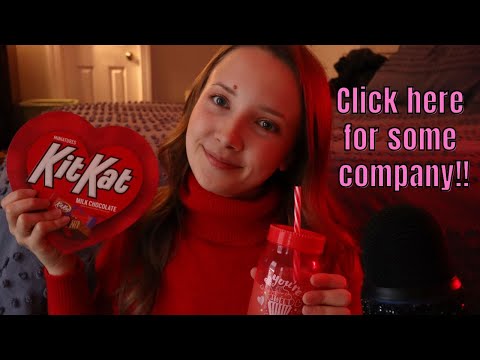 ASMR| Valentines Chocolates + Iced Coffee ✨whisper rambling, crunchy eating sounds✨