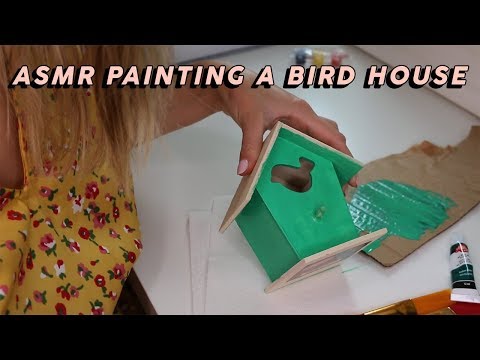 ASMR PAINTING A BIRD HOUSE (Tapping, Brush Strokes…) | GwenGwiz