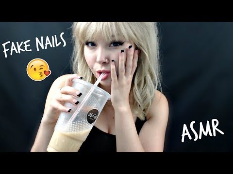 ASMR Putting On Fake Nails (Mouth Sounds & Close Whispers) 🙏🏻