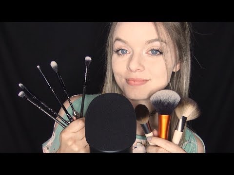 ASMR - Makeup Brush Collection [whispered, gentle mic brushing, some tapping]