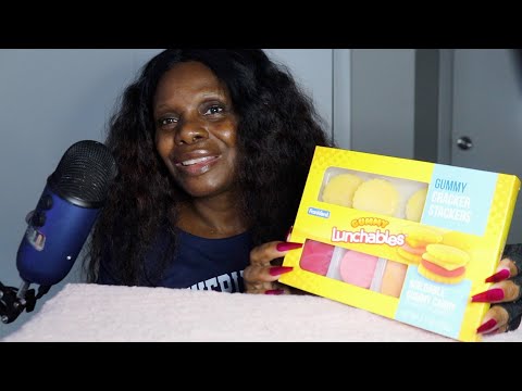 GUMMY LUNCHABLES CHEESE BALONEY CRACKERS ASMR EATING SOUNDS