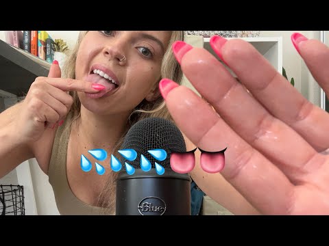 ASMR| EXTRA SPITTY & Wet Blue Yeti Painting + Tapping on tingly items