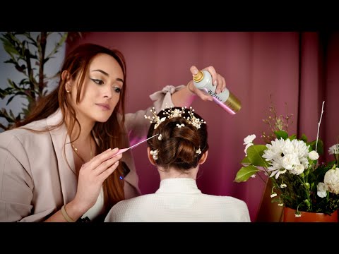 ASMR Perfectionist Bridal Hair Styling, Hair Accessories and Finishing Touches Soft Spoken Roleplay